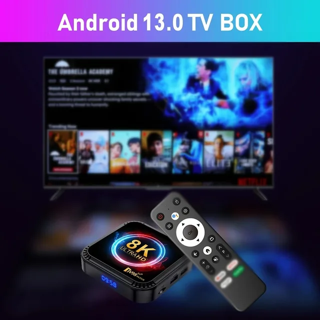 Décodeur TV Android 13, USB 3.0, WiFi 6, RL, 8K, RK3528, Façades Core, 2.4G, 5G, Touristes, Wifi BT, Télécommande vocale, Lecteur multimédia, 4K 2