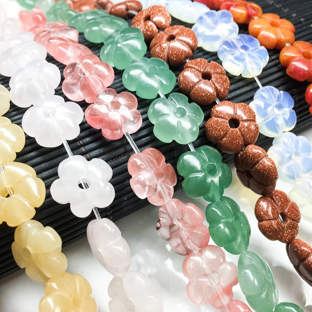 6*14mm Natural Semi-precious Stone Flower Shape High Quality Plum DIY Beads for Jewelry Necklace Wholesale Bulk Women Jewelry