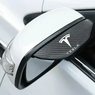 2Pcs Carbon Fiber Car Rearview Mirror Eyebrow Rain Cover for Tesla Model 3 Roadster Model S X Y