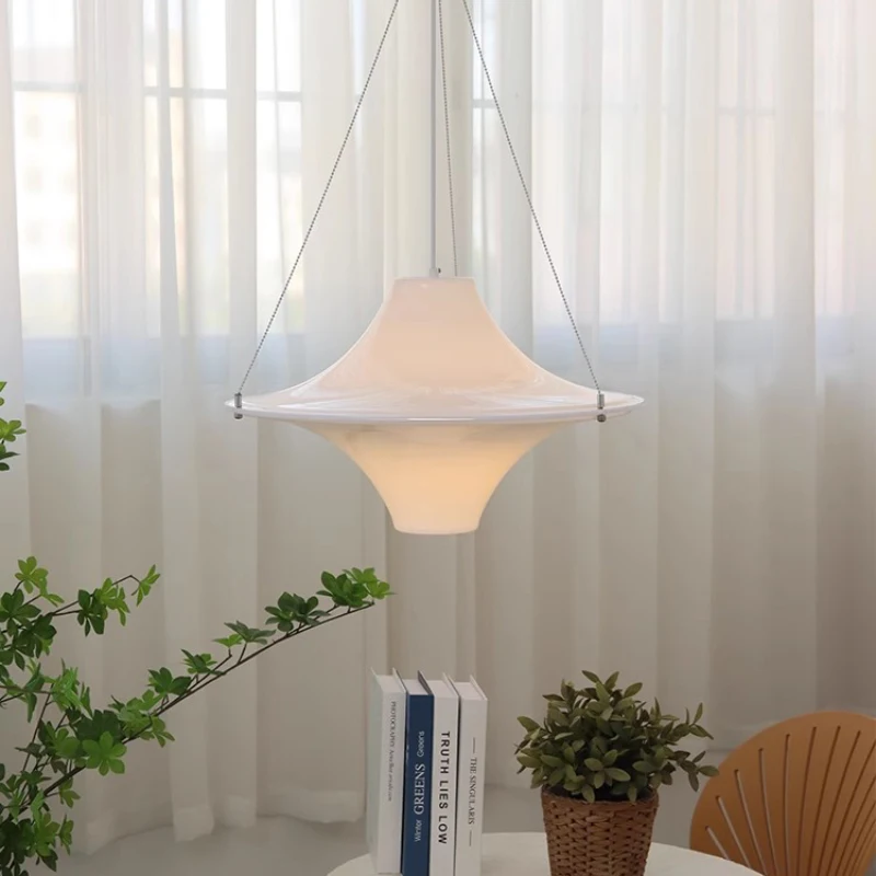 Milky White Flying Saucer Chandelier Dining Table Lamp Medieval Bauhaus Home Decor Study Room Living Room Dining Chandelier