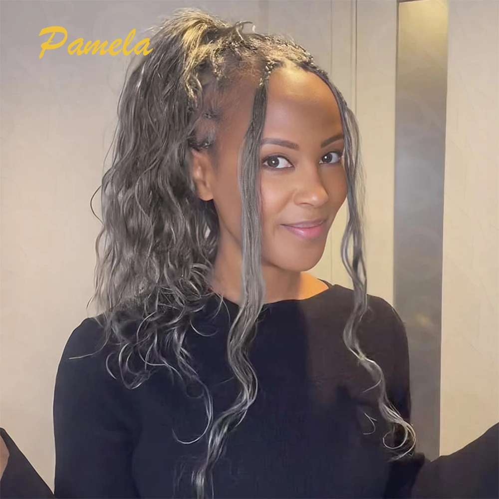 Salt & Pepper Gray Blonde Color Feather Crochet Human Hair Body Wave 100% Human Hair Knotless PreSeparated Crochet Braids Hair 5