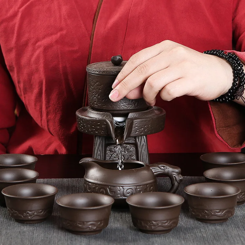 Creative Semi-automatic Tea Set, Purple Clay Ceramic, Home Lazy Chinese Gongfu Tea Set