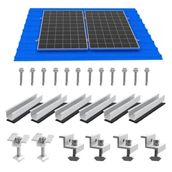 Solar Panel Mounting Kit with Mini Rails, Clamps, and Rubber Pads (For 2pcs PV panels)