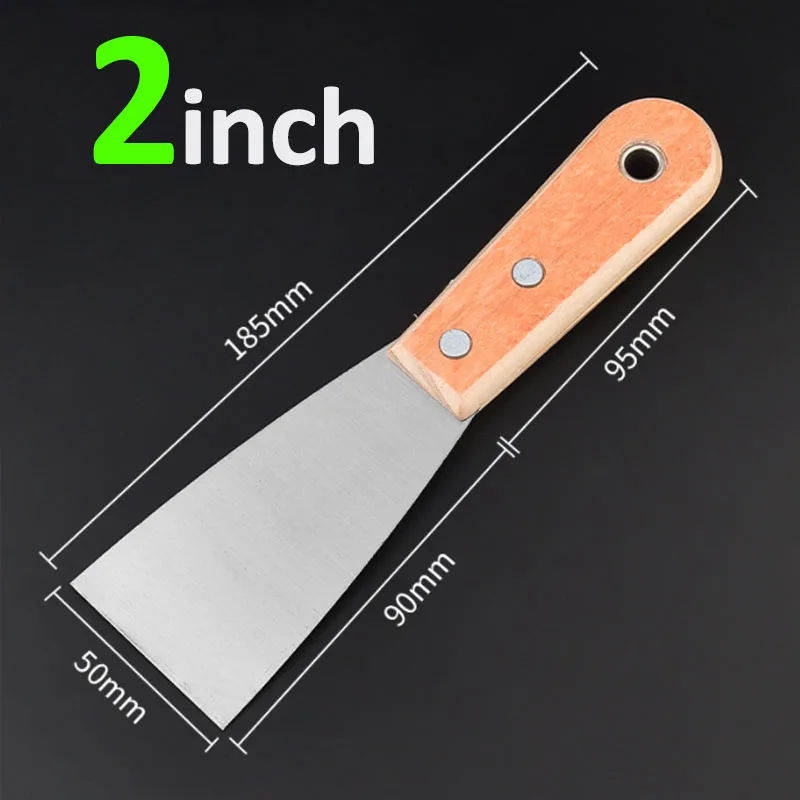 Putty Knife Wood Handle Iron Blade Drywall Plastering Scraper Shovel Construction Tool 2/3/4/5Inch Cleaning Scraper Blade Shovel putty knife scraper drywall spatula