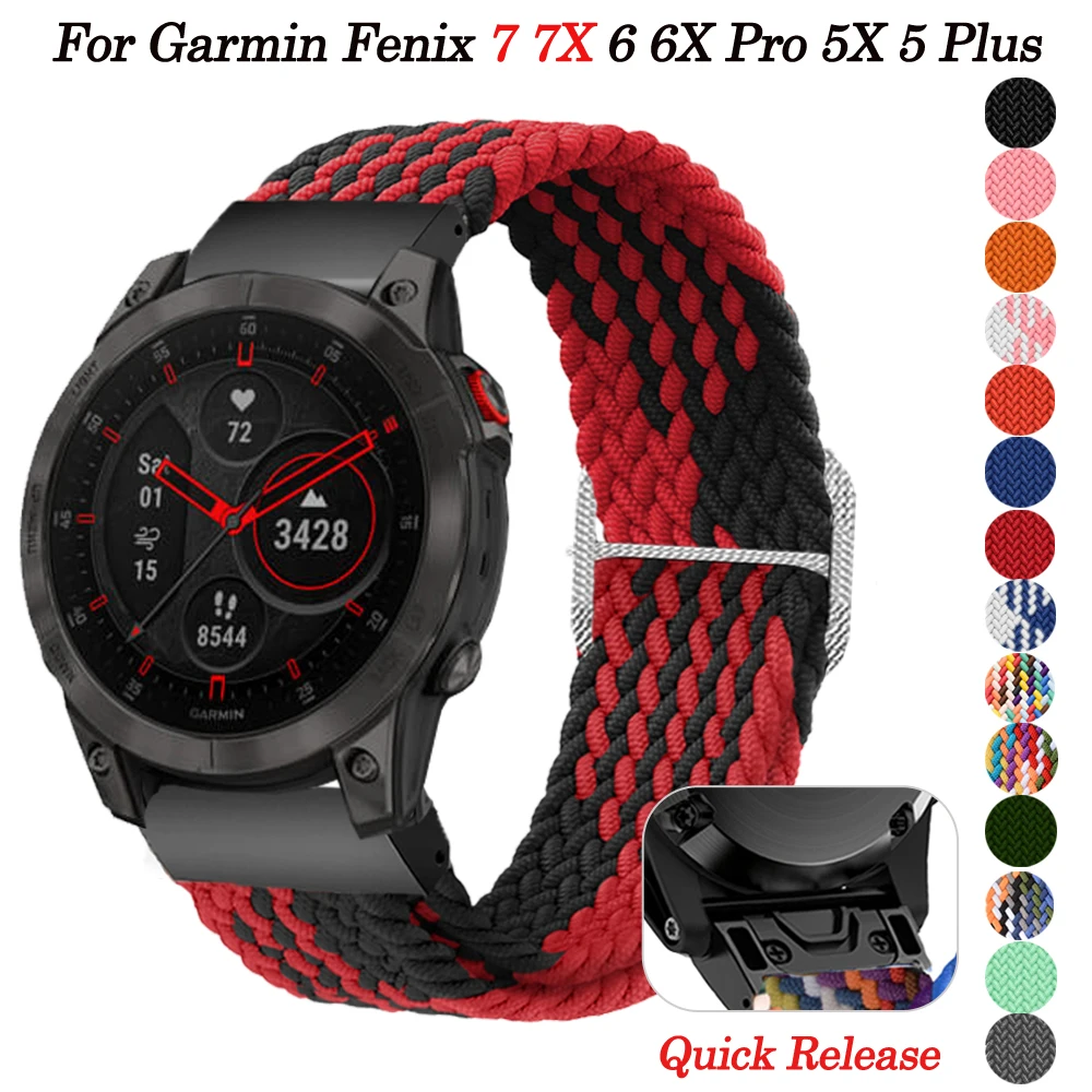 Эластичный ремешок для наручных часов браслет Garmin Fenix 7X 7 6X 6 Pro 5X 5 Plus 3 3HR/Enduro/Forerunner