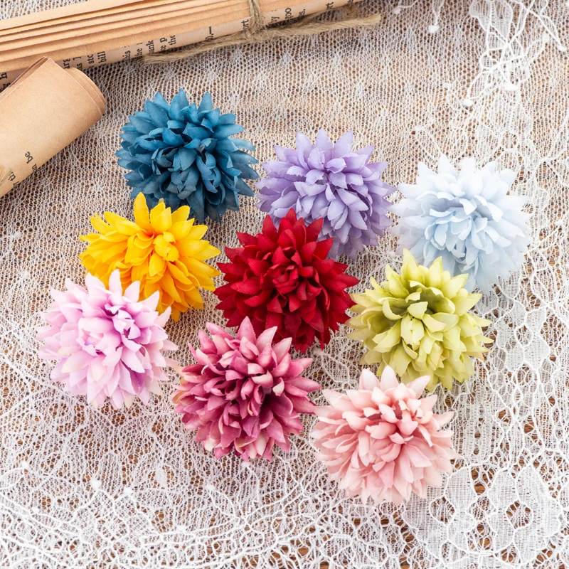

Artificial Flowers Wholesale 500Pcs 4CM Silk Carnation Scrapbooking Diy Wedding Garden Christmas Wreath Home Decor Dried Flowers