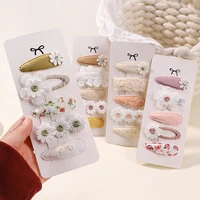 5Pcs/Set Mini Baby Girl Hair Clip Cute Floral Bow Bunny Princess Hairpin for Toddler Girl Lovely Bang Side Clip Hair Accessories 5