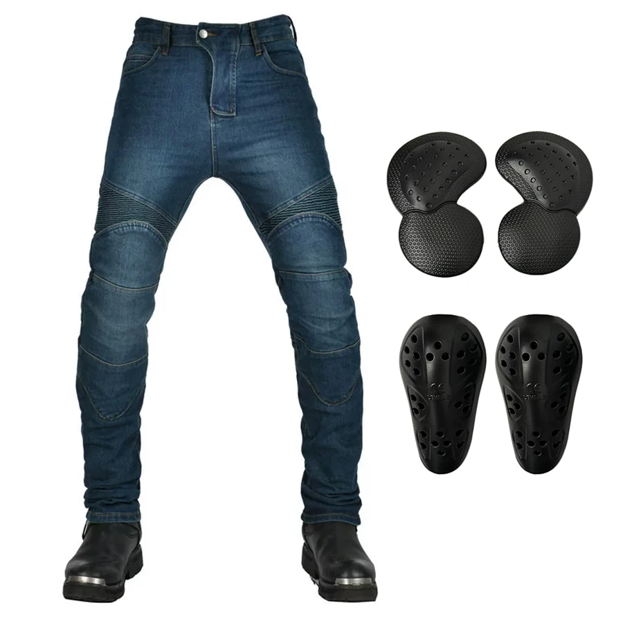 

Men New Jeans Embroidery Motorcycle Pants Pantalon Motocross Belt Protective Gear Motorcycle Driver's License Test Motos Jeans