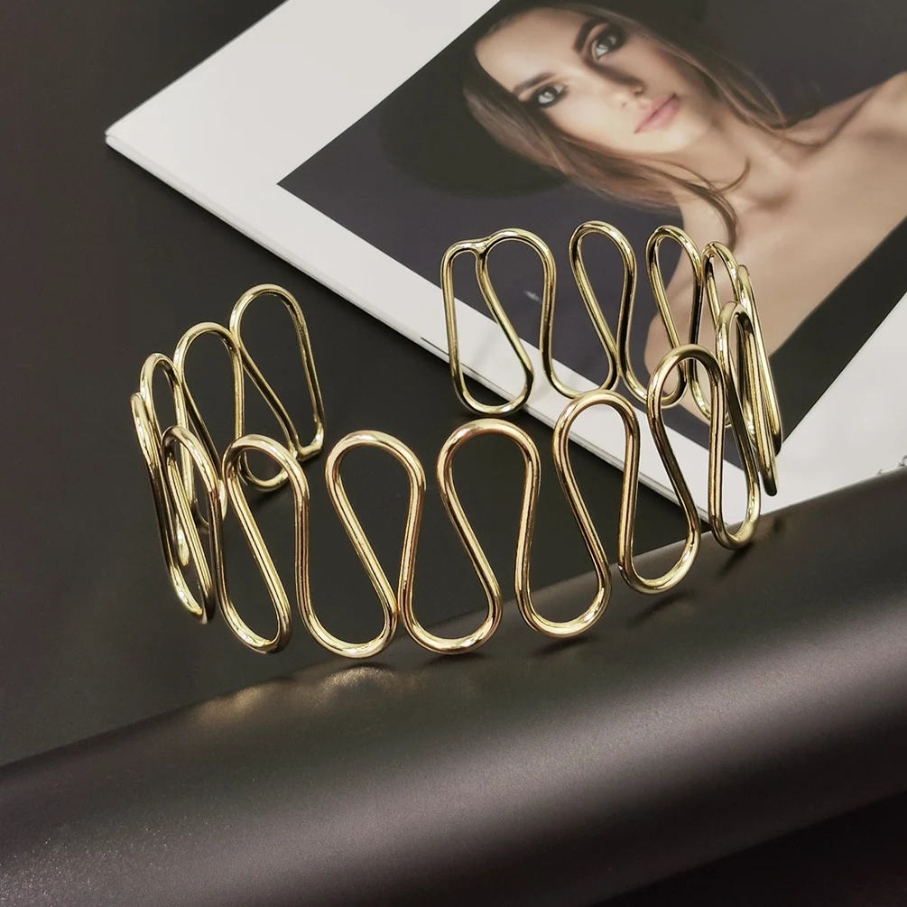 Smooth Curve Metal Torques Bib Neck Choker Necklaces For