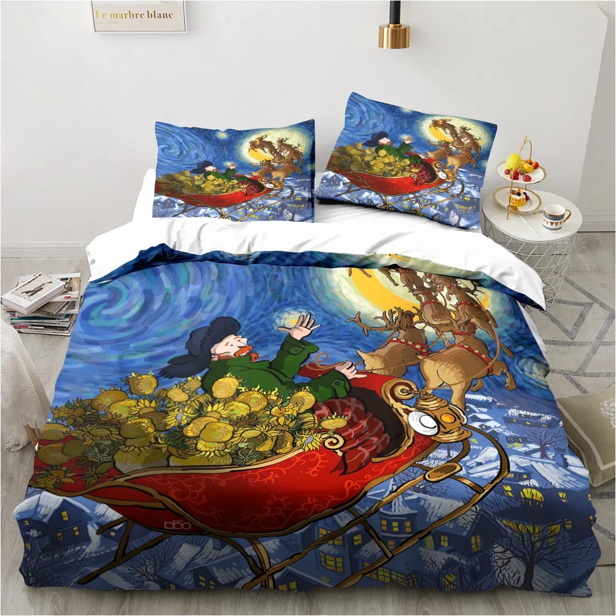 

Christmas Santa Reindeer Snowman Bedding Set for Bedroom Bedspreads for Bed Linen Comefortable Duvet Cover Quilt and Pillowcase