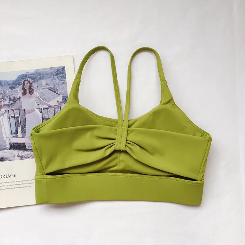 Solid Color Soft High Strength Women Fitness Bra Tight Sport Top Comprehensive Training Gym Yoga Underwear Tight with Chest Pad