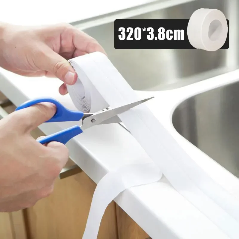 Waterproof Sealing Tape 1m/3.2m*3.8cm for Bathroom Kitchen Sink Shower Bathtub Toilet Self Adhesive Wall Stickers