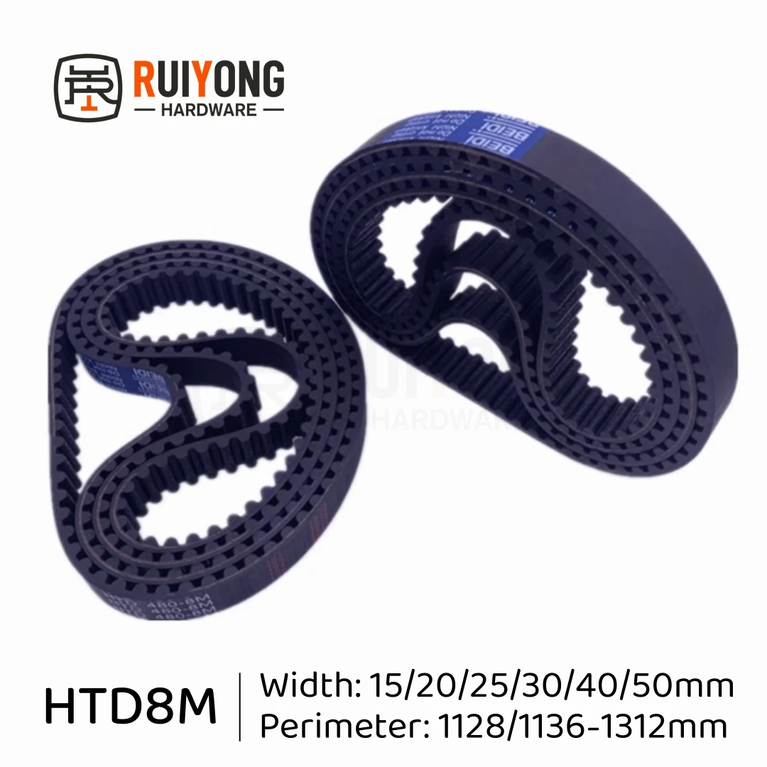 HTD 8M High Torque Rubber Timing belt Width 15/20/25/30/40/50mm  Perimeter 1128/1136/1144/1152/1160/1168/1176/1184/1192mm-1312mm