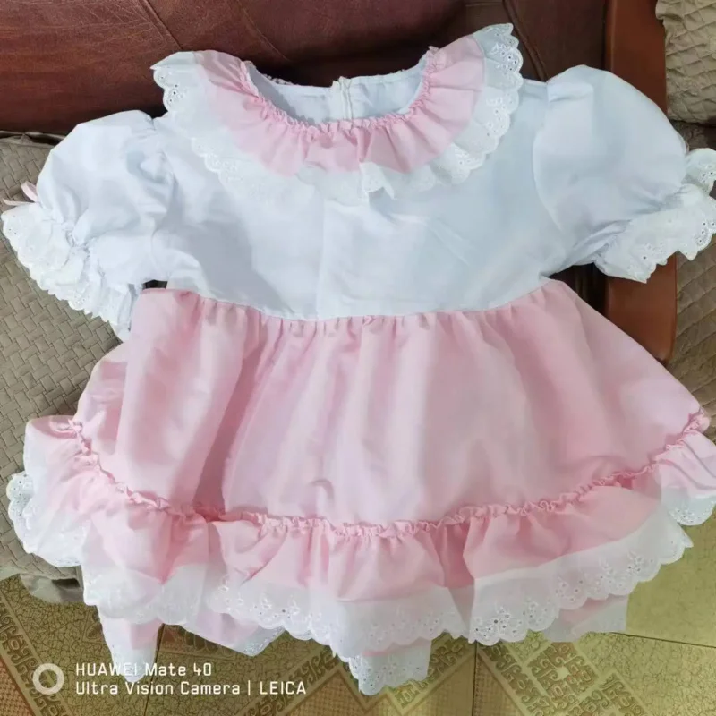 

ALL Sizes sissy romper dress in pink white broderie CD TV AB
