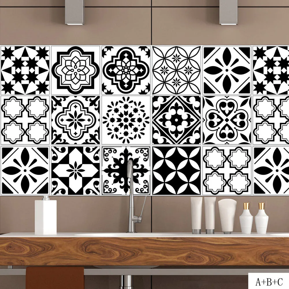 Nordic Waterproof PVC Self-adhesive Tiles Stickers Wall Decal Kitchen Decor