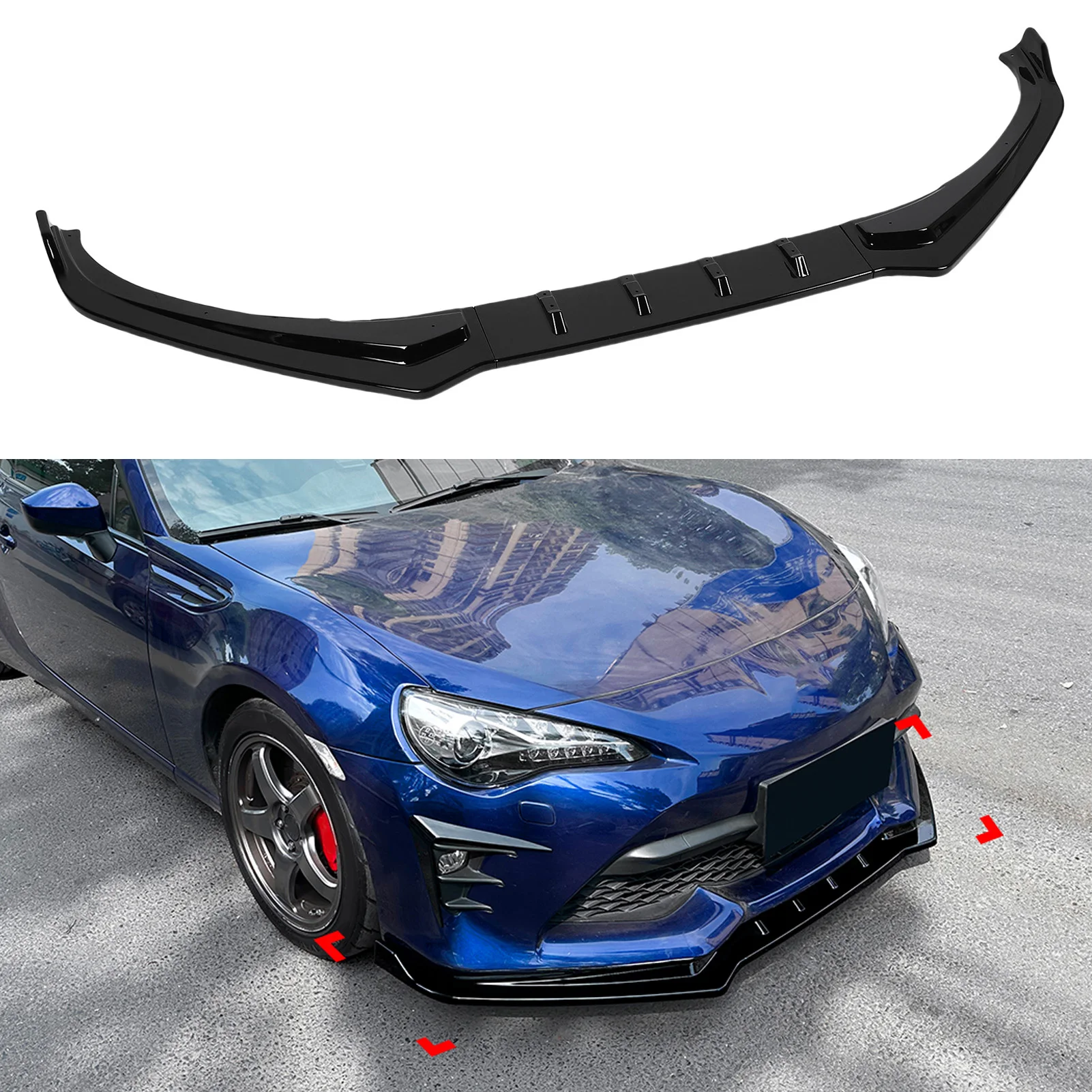 Front Bumper Body Kit Aerodynamic Anti  Front Bumper Lip Air Chin Body Spoiler Seamless Fit Reduce Wind Drag for Vehicle