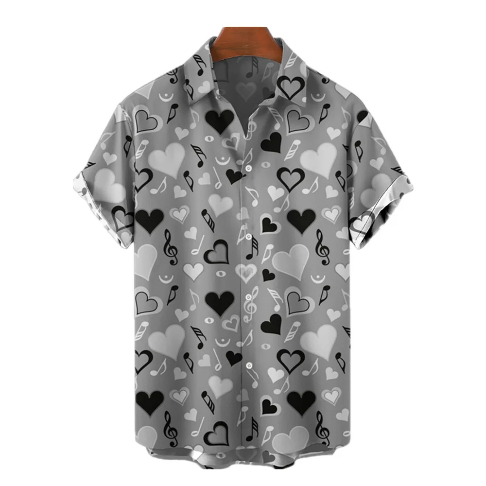 

Fashion Summer Aloha shirt Stripe List of musical symbols 3D Print Men's Shirt Unisex Harajuku Street Casual Short Sleeve Shirt