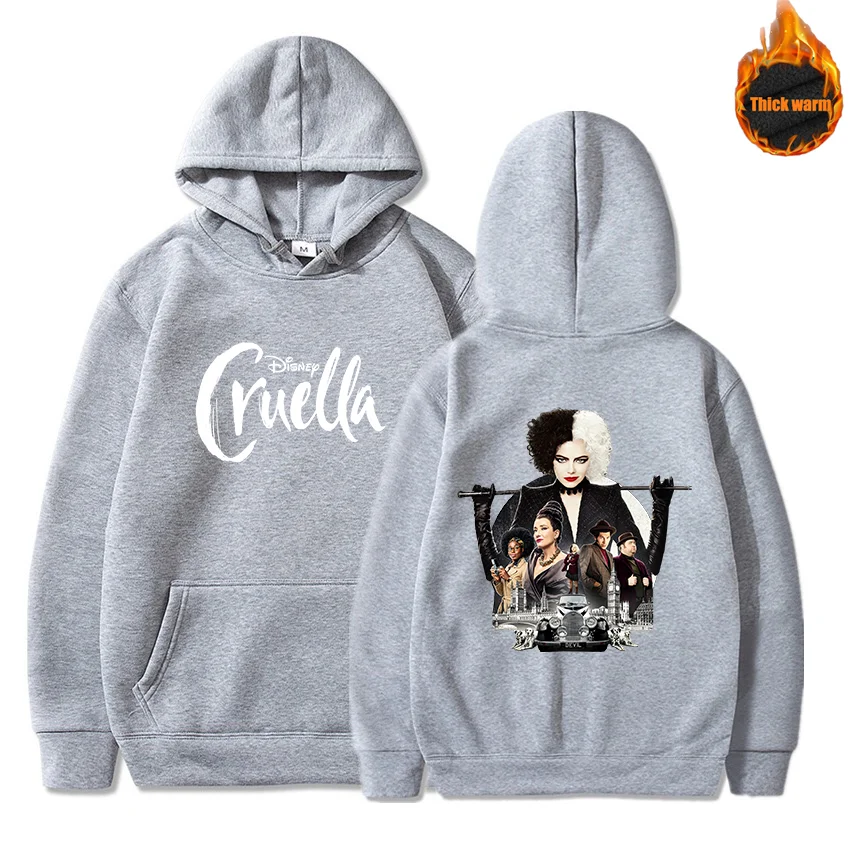 

Disney Cruella de Vil Women Hoodie Autumn Winter Long Sleeve Sweatshirt Streetwear Hooded Sweatshirt Men Clothes Casual Pullover