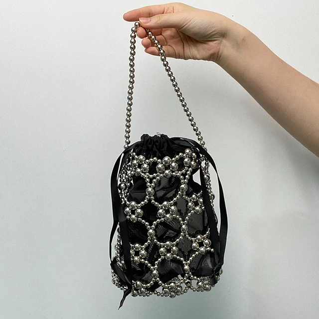 2023 Messenger Handbags for Women Beaded Bag Hollowed Out Design