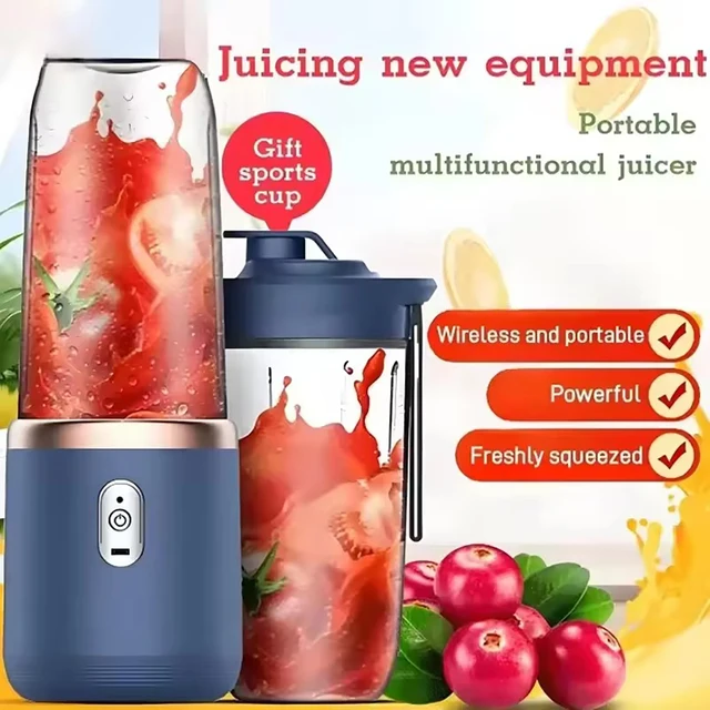1pc Multifunctional juice blender with double cups and high-performance juice maker, suitable for milkshake and fresh juice. 3
