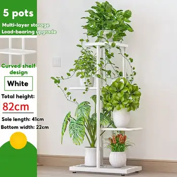Plant Stand Indoor Outdoor Metal 4 Tier 5 Potted Multiple Flower Pot Holder ShelfPlanter Display Shelving Unit for Patio Garden 1