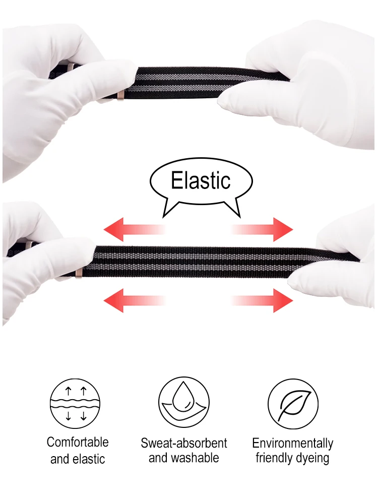 Waterproof Washable Elastic Nylon Outdoor Watchband Strap
