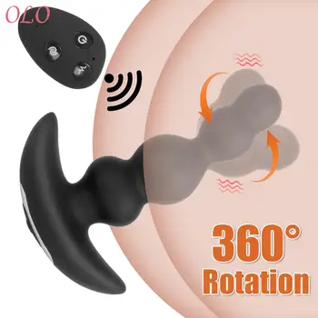 10+3 Frequency 360 Degree Rotation Anal Plug Vibrator Prostate Massage Vaginal Stimulator Remote Control Sex Toys for Men Women 1