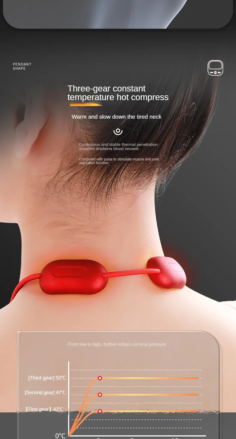 Masajeador de cuello inteligente Xiaomi: mini masajeador de hombros de pulso portátil con enfermería con compresas calientes