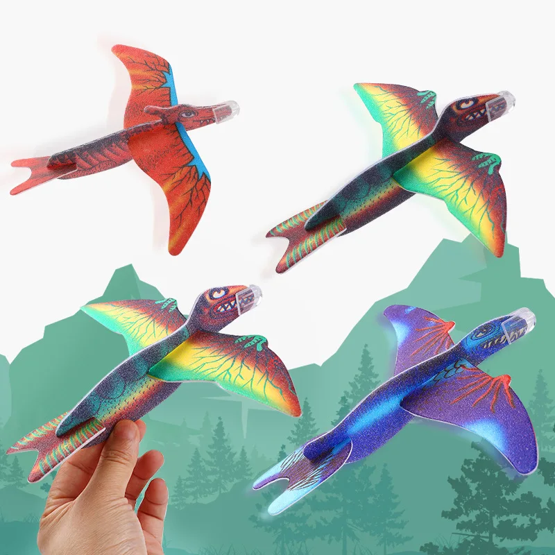 Cartoon Dinosaur Foam Hand Throw Flying Airplane 25Pc Outdoor Toy for Kids Birthday Party Favors Pinata Stuffers Carnival Prizes party toys