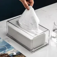 1pcs Clear Tissue Dispenser Box Plastics Transparent Restaurant Hotel Tissue Box Paper Rack Kitchen Organization Tissue Boxes 1