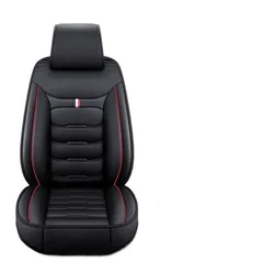 Premium PU Leather Car Seat Cover - Universal Fit, Four - Season Protection (Black - Red - 1PC)