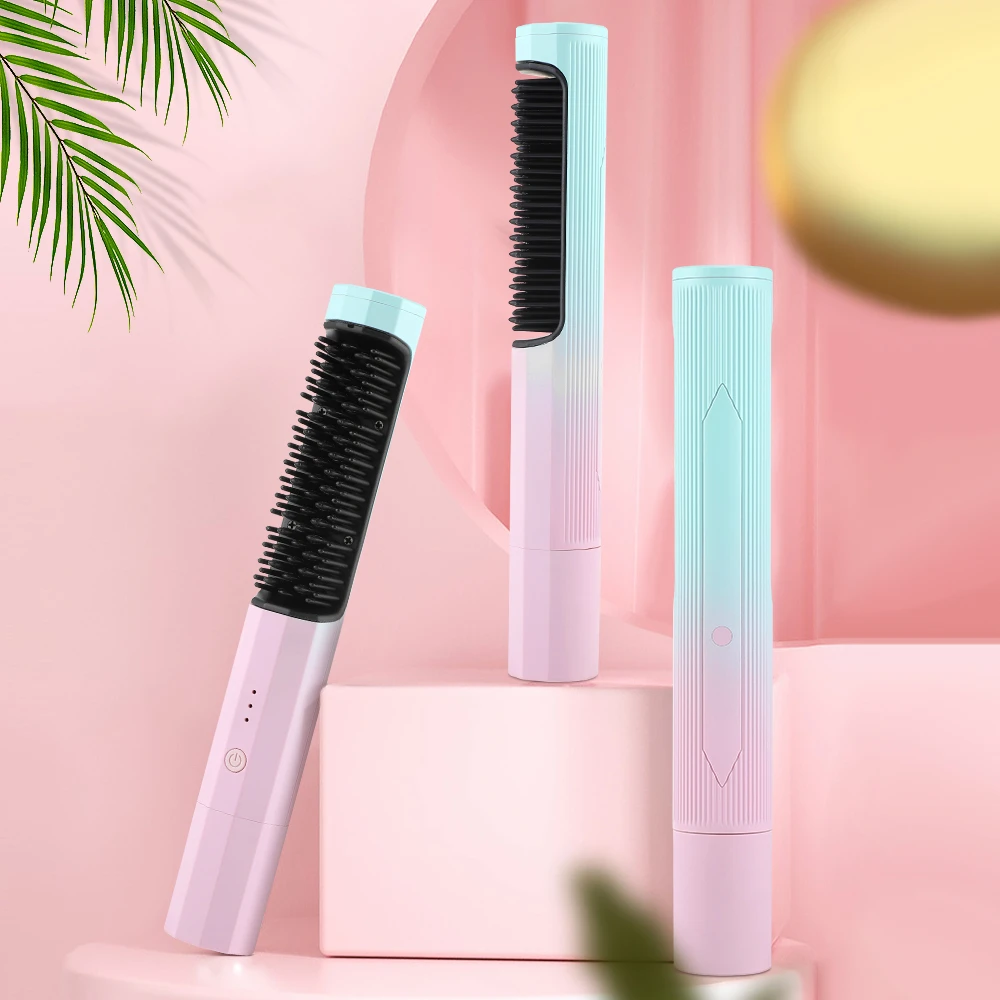 Wireless Hair Straightening Comb Portable Usb Rechargeable Rapid