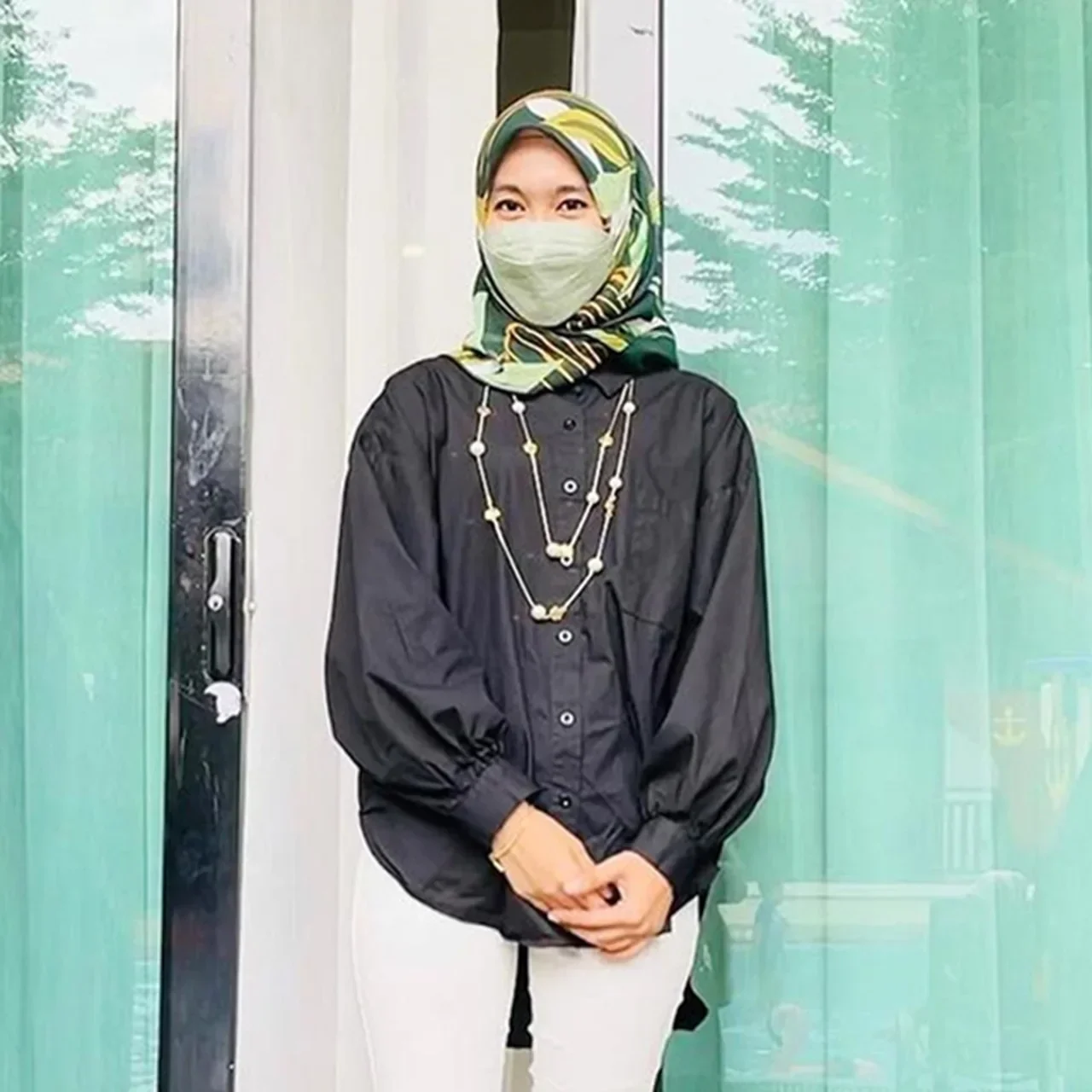 

Summer Autumn Women Muslim Tops Solid Color Long Sleeve O-Neck Blouse Vintage Elegant Loose Shirt ملابس محجبات تركية