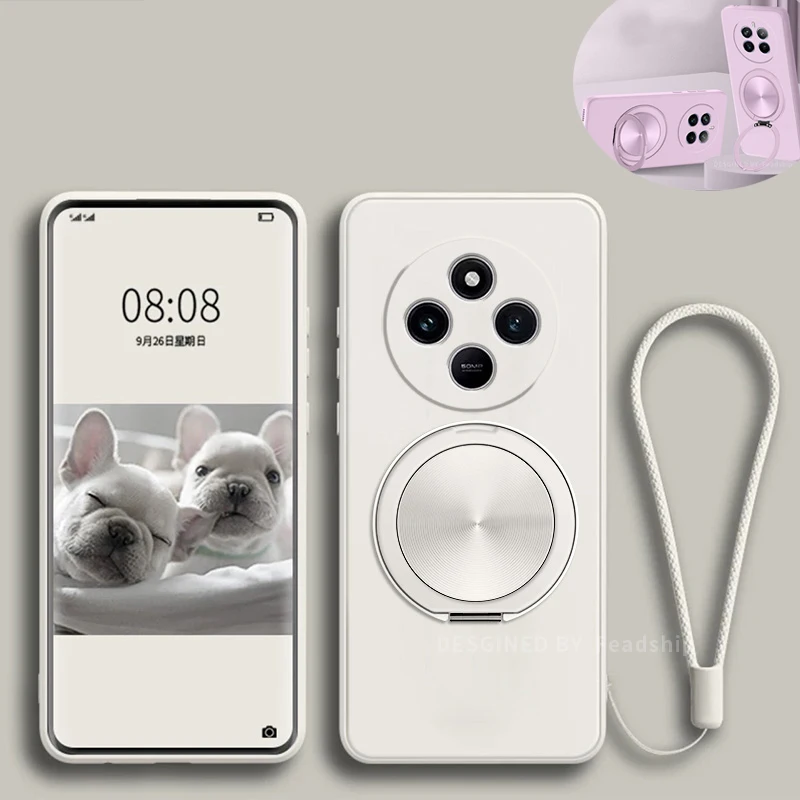 Silicone Phone Case with Magnetic Holder and Screen Protector - Soft Cover with Bracket