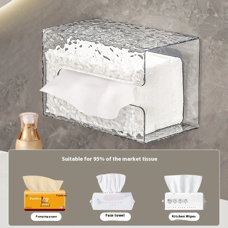 Bathroom Tissue Box Wall-mounted Paper Case Glacier Style Face Wash Towel Storage Container Sanitary Paper Holder Acrylic Boxes 4