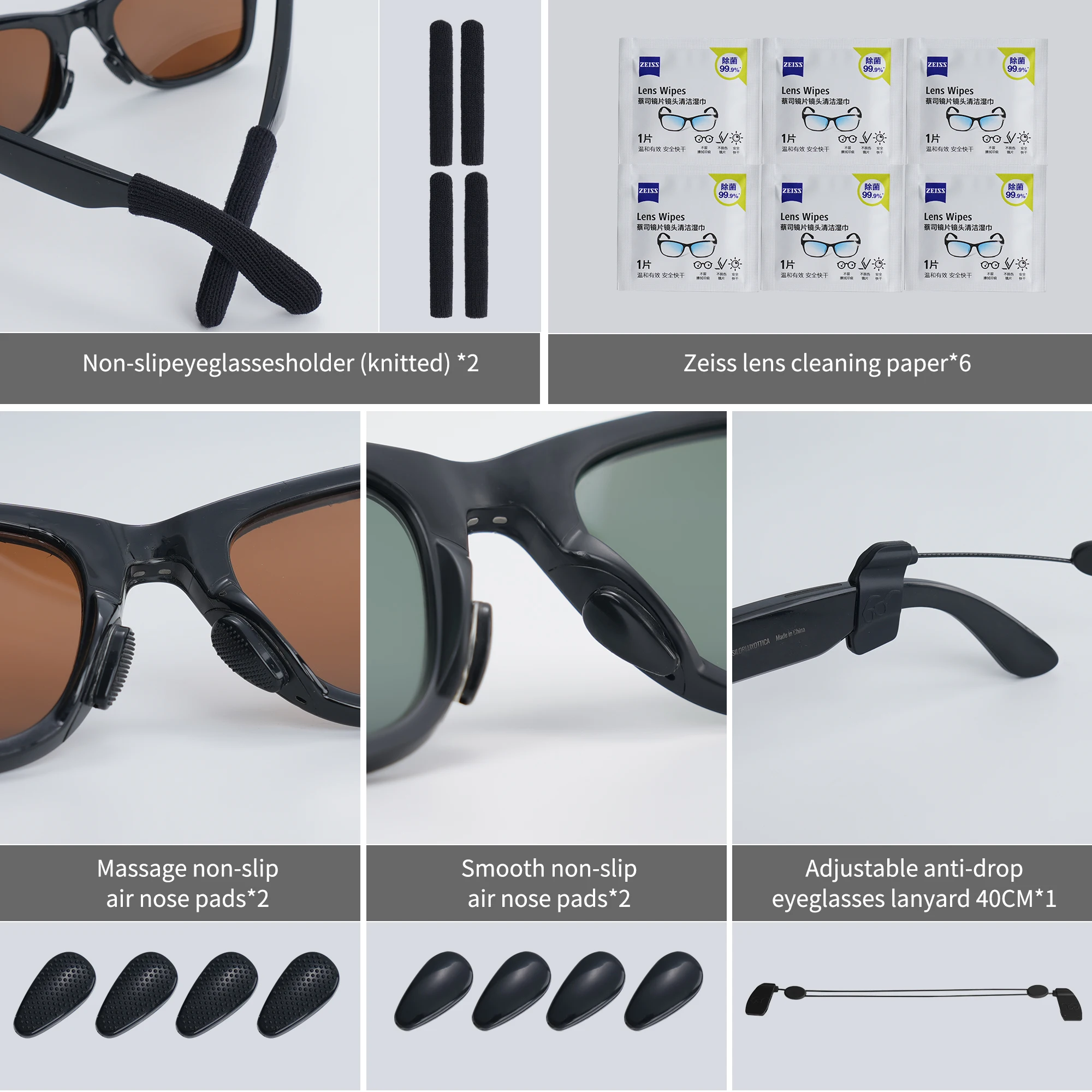 HIbloks for Ray-Ban Meta Wayfarer smart Glasses Accessories Non-slip air nose pads Adjustable anti-drop lanyard for Glasses