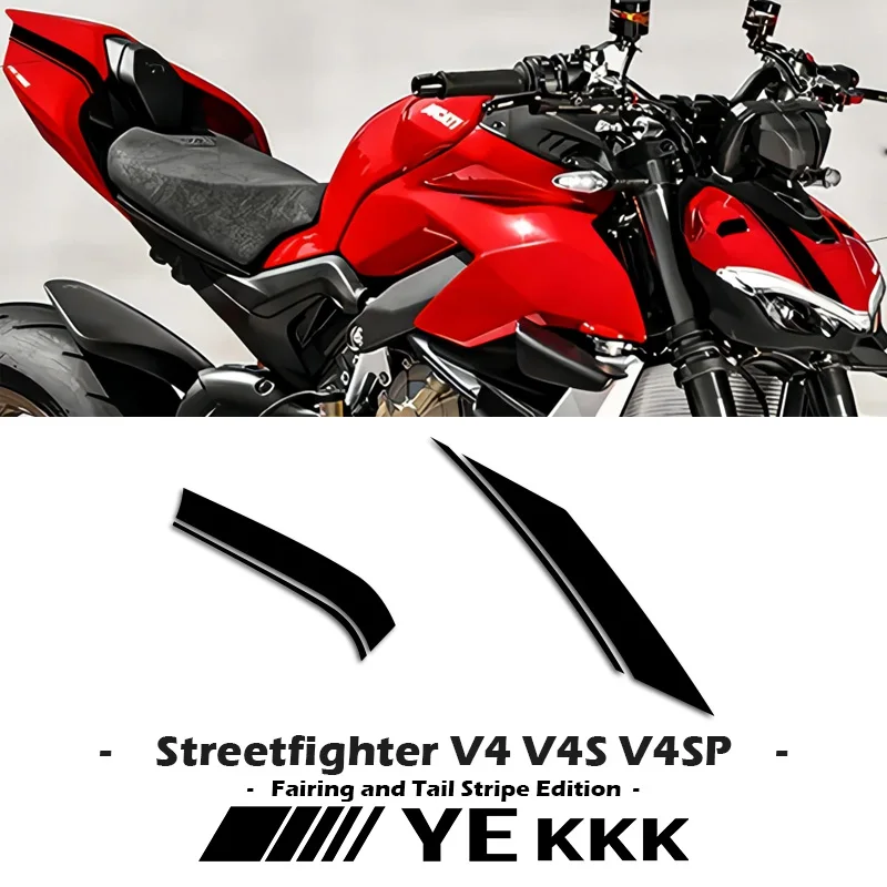 For Ducati Streetfighter V4 / V4S / V4SP Sticker Decal Black White Fairing and Tail Stripe Edition Sticker Decal Hollow Line твистер helios credo double tail white