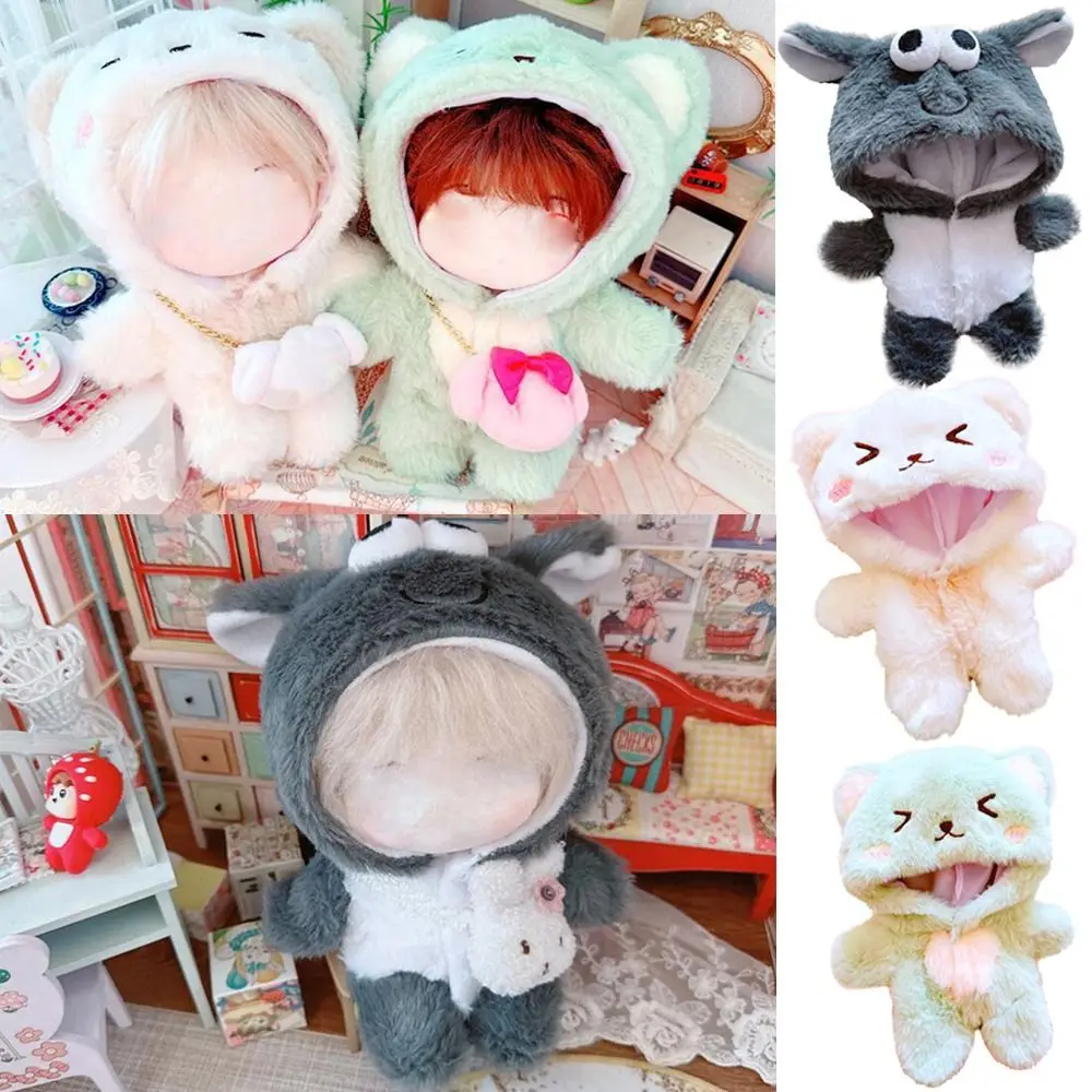 Idol Dolls Bodysuit Plush Clothing Cotton Stuffed 20CM Doll Clothes One-piece Garment Staring Sheep Cartoon Smiling Cat