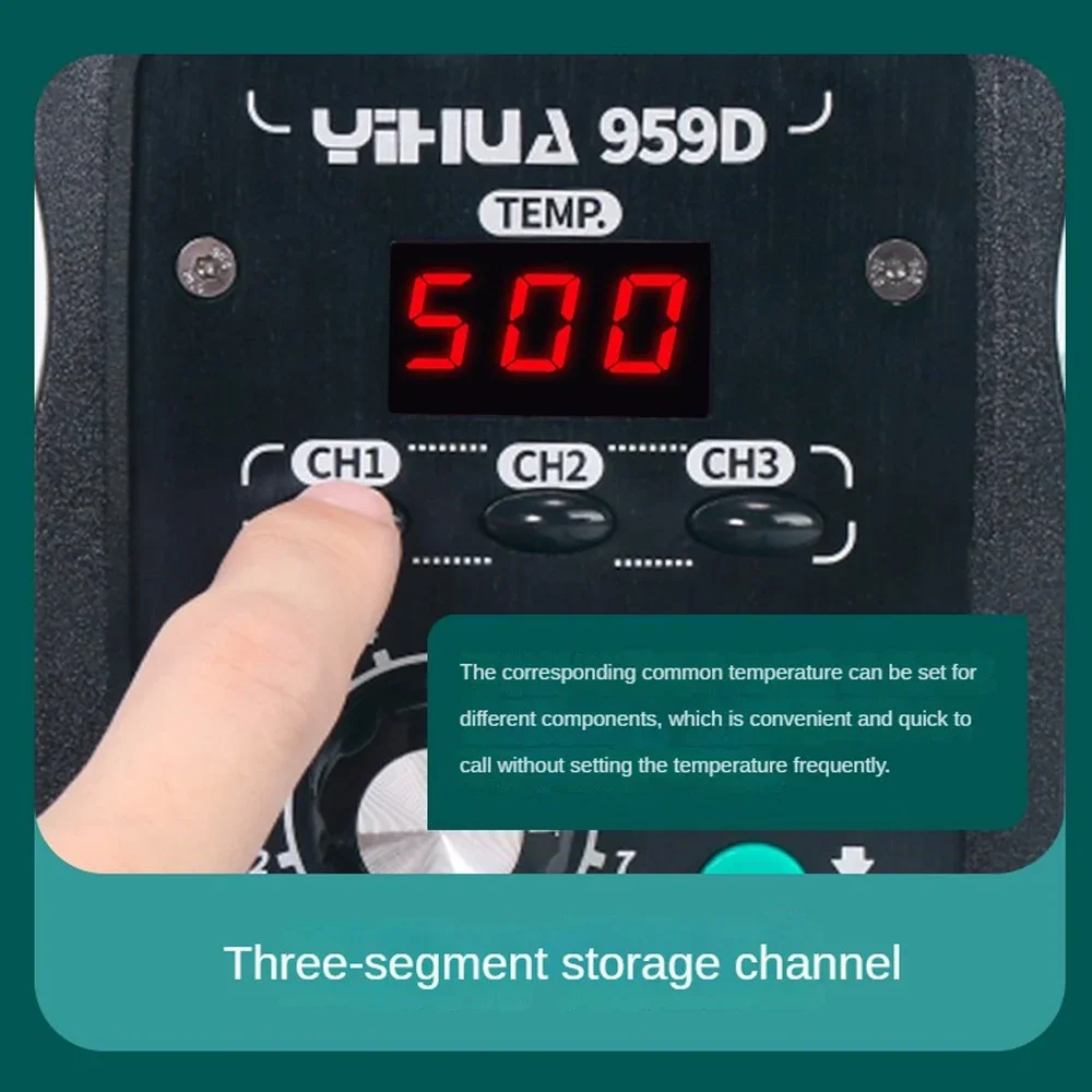 YIHUA 959D 220V 650W Hot Air Gun Digital Soldering Station Desoldering Station Iron Tool Solder Welding + 3 Air nozzles 4