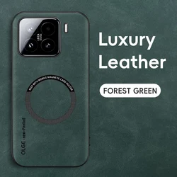 Magnetic Retro Leather Soft Phone Case with Wireless Charging Compatibility for Xiaomi 15T Pro (Green)