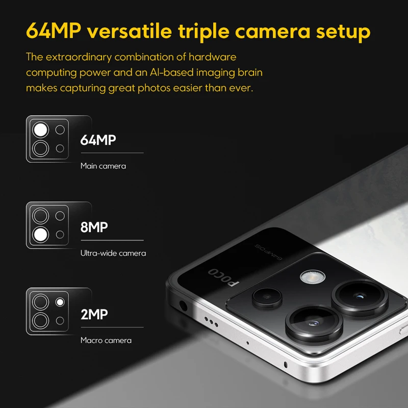 POCO X6 5G Cellphone 120Hz 1.5K AMOLED Screen 5100mAh 67W Charger 64MP Camera Snapdragon 7s Gen 2 MIUI 14