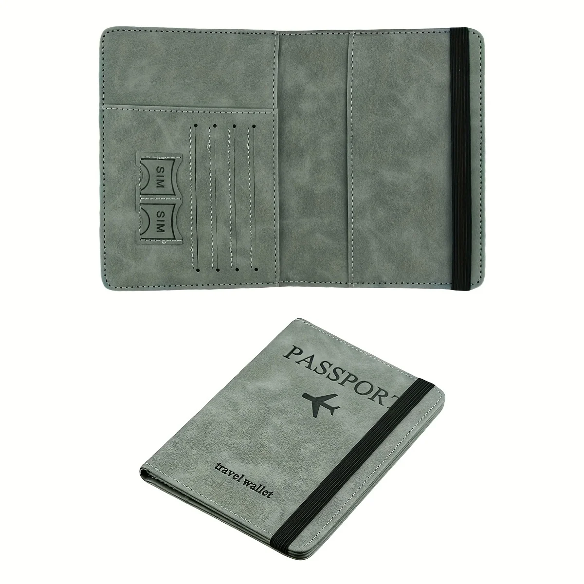 Porta Passaporto Retrò in PU, Portafoglio Multifunzione con Blocco RFID, Custodia per Passaporto con Scomparti per Carte e Oggetti Personali - immagine 3