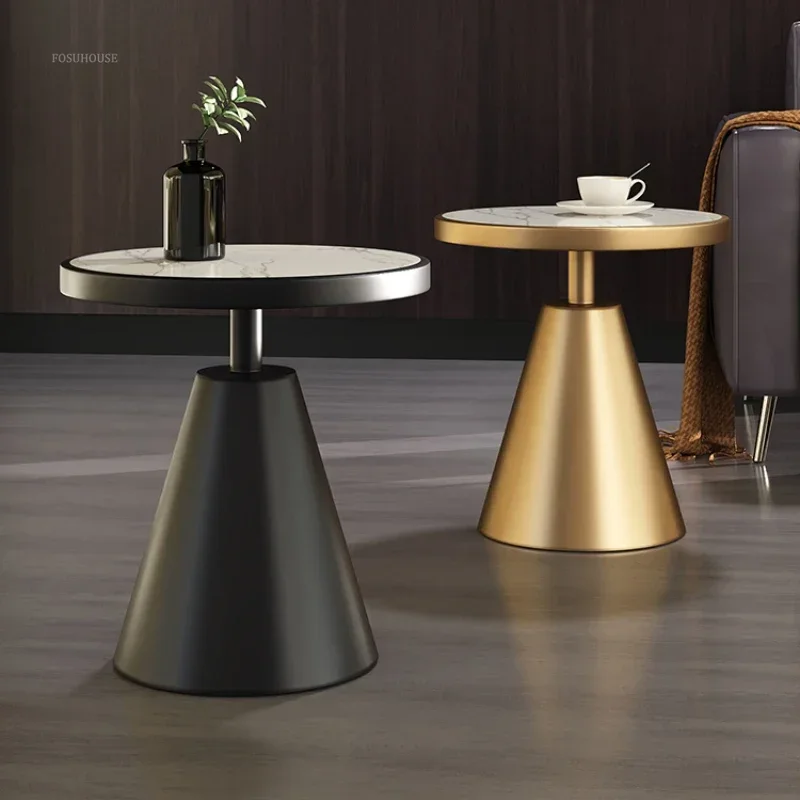 Nordic Slate Coffee Tables Simple Modern Bedside Table Balcony Small Round Table Light Luxury Living Room Sofa Side Table