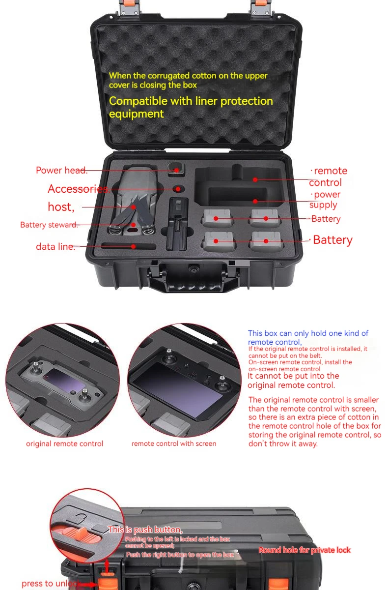 Für DJI Mavic 2 Wasserdichter Aufbewahrungskoffer für DJI Mavic 2 Pro/Mavic 2 Zoom-Fernbedienung mit Bildschirmzubehör-Aufbewahrungsbox – Detail 4
