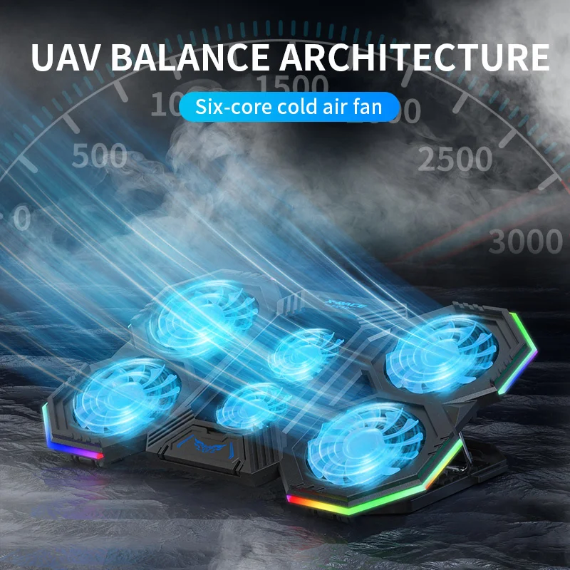 Rgb Gaming Laptop Stand Air Cooler Suporte para Notebookbase de Ventilador de Refrigeração Terno para 1217 Laptop Fãs