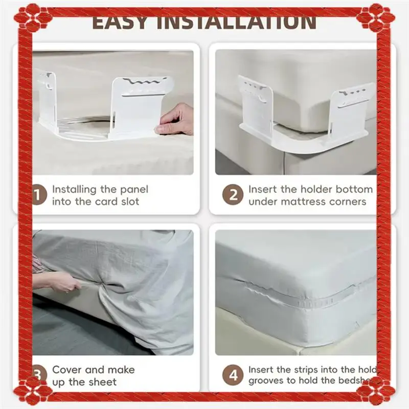 24-Hour Delivery Open Corner Bed Sheet Holder With Lock Strips,Duty Bedsheet Clips With Enhanced Straps Mattress, Keep Sheet Fir