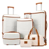 Nouveau Ensemble de bagages 6 pièces valise à coque rigide grande capacité léger serrure TSA 360 °   Roues tournantes à main approuvées pour les voyages 1