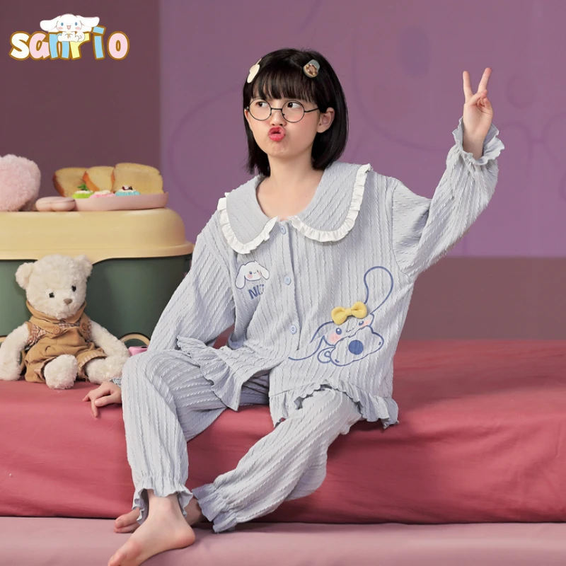 

Kawaii Sanrio Cinnamoroll My Melody полачко Осенняя детская пижама Модная Повседневная Пижама для девочек с длинным рукавом домашняя одежда в подарок