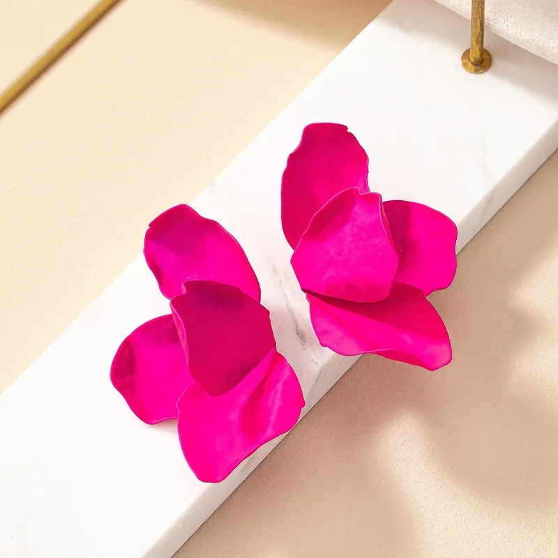 Retro Petal Exaggerated Flower Drop Earrings For Women Party Holiday Gift Fashion Jewelry Ear Accessories CE200