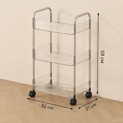 Multi - Layer Rolling Storage Cart with Wheels - Snack, Cosmetic, and Sundries Organizer (3 - Tiers)